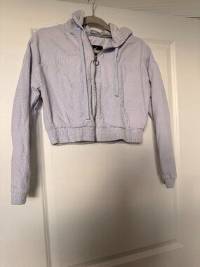 Hollister Periwinkle Corduroy Cropped Hoodie Jacket